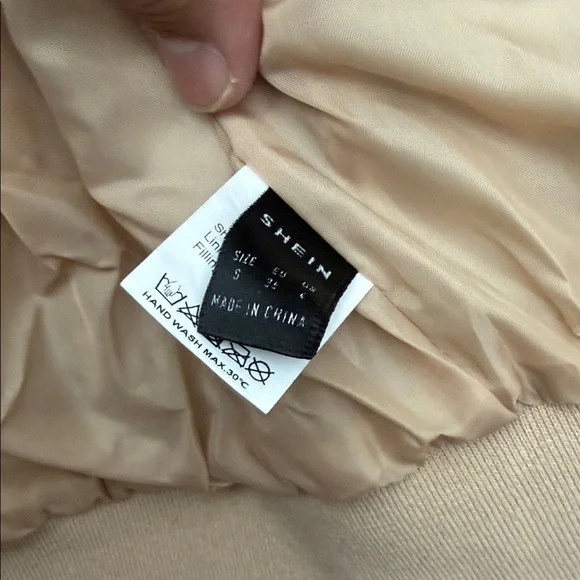 SHEIN Light Tan Quilted Bomber Jacket - Picture 3 of 4